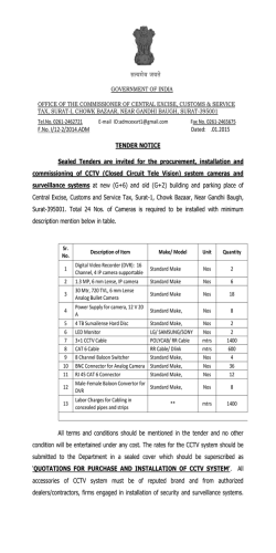 F.No. I/12-2/2014.ADM Dated: .01.2015 TENDER NOTICE Sealed