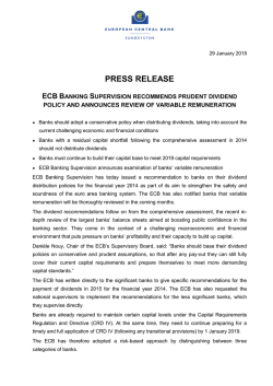 ECB Banking Supervision recommends prudent dividend policy and
