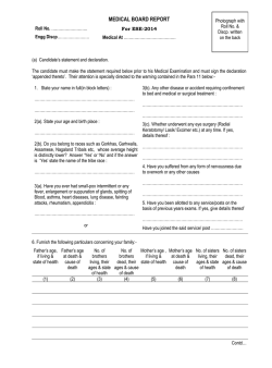 Medical Report Performa for ESE-2014