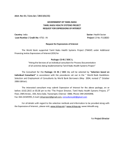 Advt. No: 01 / Cons.Ser / 2015 (01/15) GOVERNMENT OF TAMIL