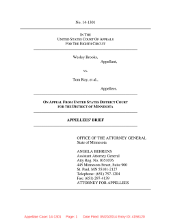 No. 14-1301 Wesley Brooks, Appellant, vs. Tom Roy, et al