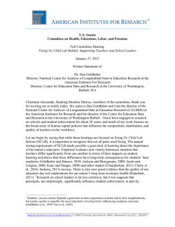 Goldhaber Testimony: Fixing No Child Left Behind remarks