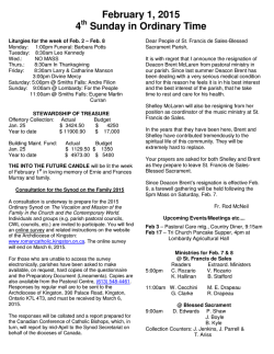 February 1, 2015 4 Sunday in Ordinary Time