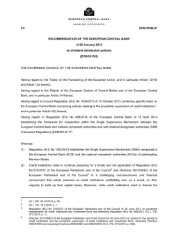 Recommendation on dividend distribution policies (ECB/2015/2)