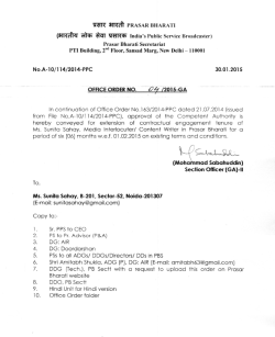 (3iFlcft4 ~ ~ No.A-10/114/2014-PPC 30.01.2015 Incontinuation of