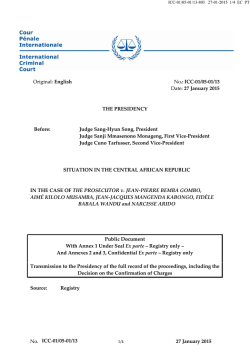 No. 27 January 2015 Original: English No.: ICC-01/05