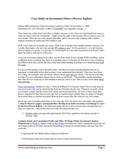 Case Study on Investment Filters (Warren Buffett )
