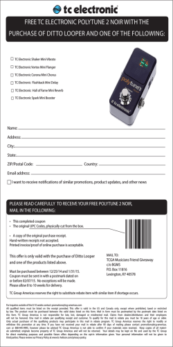 FREE TC ELECTRONIC POLYTUNE 2 NOIR WITH THE