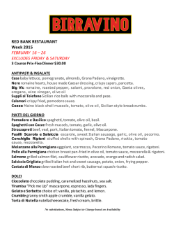 2015 Red Bank Restaurant Week Menu