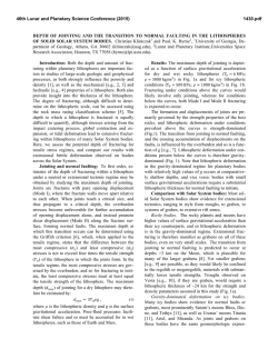 Depth of Jointing and the Transition to Normal - USRA