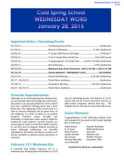 Wednesday Word - Cold Spring School