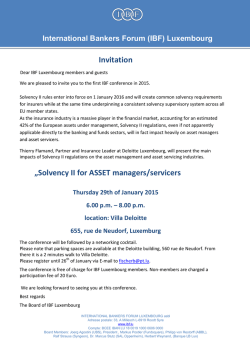 Invitation &bdquo;Solvency II for ASSET managers/servicers