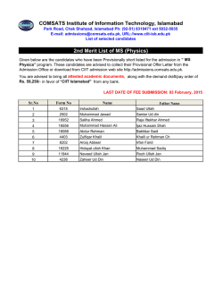 Merit List - CIIT Islamabad