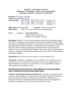 Spanish 131 Spring - Stephen F. Austin State University
