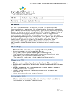 Production Support Analyst Level 2