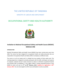 THE UNITED REPUBLIC OF TANZANIA OCCUPATIONAL