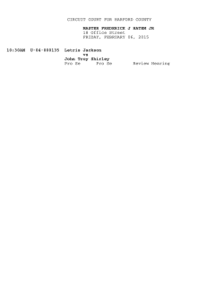 CIRCUIT COURT FOR HARFORD COUNTY MASTER FREDERICK