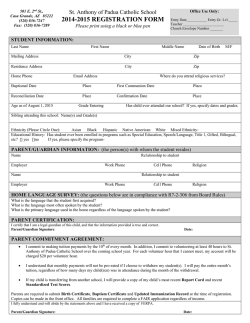 2015-2016 Registration Form - St. Anthony of Padua Catholic School