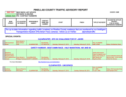 PINELLAS COUNTY TRAFFIC ADVISORY REPORT