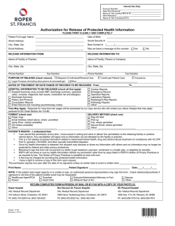 Authorization for Release of Protected Health Information