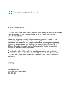 To Whom It May Concern, Columbia Memorial Hospital, as a