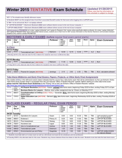 Winter 2015 TENTATIVE Exam Schedule Updated 01/28/2015 IN
