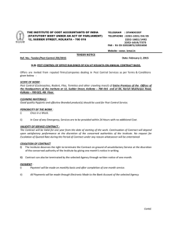 TENDER NOTICE Ref. No.: Tender/Pest Control /02/2015 Date