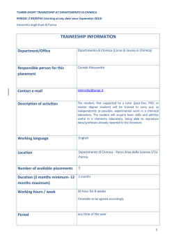 ERASMUS PLACEMENT OFFER - Universit&agrave; degli Studi di Parma