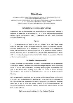 Si informano i Signori Azionisti che &egrave; convocata l