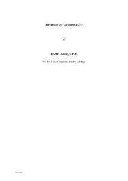 ARTICLES OF ASSOCIATION of RAME ENERGY PLC No Par Value