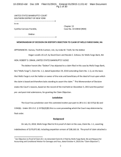 10-20010-rdd Doc 109 Filed 01/29/15 Entered 01/29/15 11:01:42