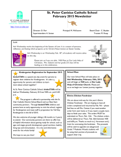 St. Peter Canisius Catholic School January 2015 Newsletter