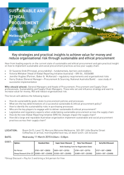 Melbourne - 11 March 2015 - Sustainable Advantage Group Australia