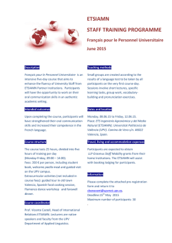 ETSIAMN STAFF TRAINING PROGRAMME