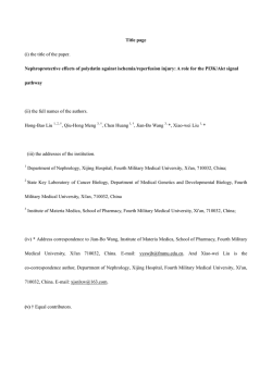 Title page (i) the title of the paper. Nephroprotective effects of