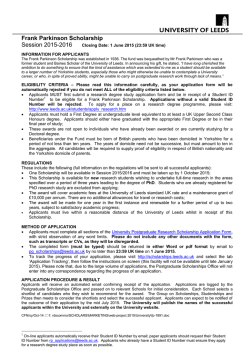 Frank Parkinson Scholarship Session 2015-2016