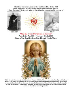 &ldquo;May the Divine Will always be blessed!&rdquo; Newsletter No. 153