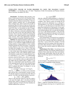 CUMULATIVE VOLUME OF WATER REQUIRED TO CARVE THE