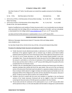 110007 Item Rate Tenders (2nd Call) in Two Bid system are invite