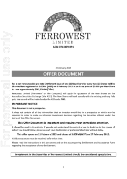 For personal use only - Australian Securities Exchange