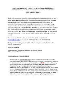 Housing Application/Payment Renewal for Current Students