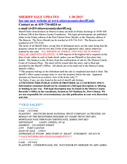 Sheriff sale updates - Ottawa County Sheriffs Office