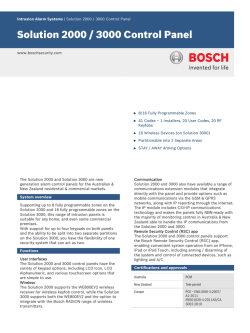 Solution 2000 / 3000 Control Panel