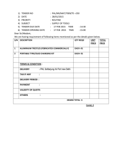 1) TENDER NO : PHL/NR/MAT/7009/TE &ndash;250 2) DATE : 28/01/2015