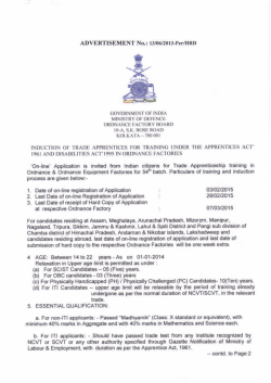 Advertisement - Ordnance Factory Board, Kolkata