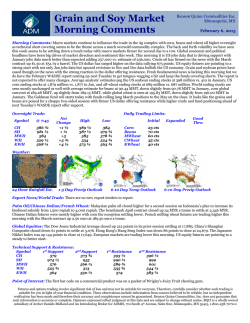 Grain and Soy Market Morning Comments - Benson