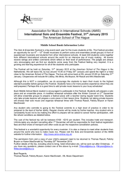 (AMIS) International Solo and Ensemble Festival, 31 January 2015