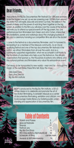 Table of Contents - Big Sky Documentary Film Festival