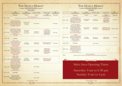 Sales Area Opening Times Saturday: 9 am to 6.30 pm