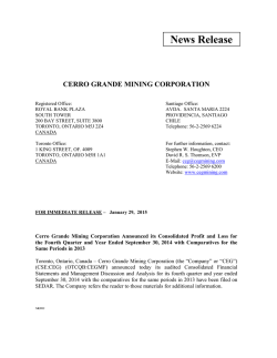 Cerro Grande Mining Corporation Announced 4th Quarter
